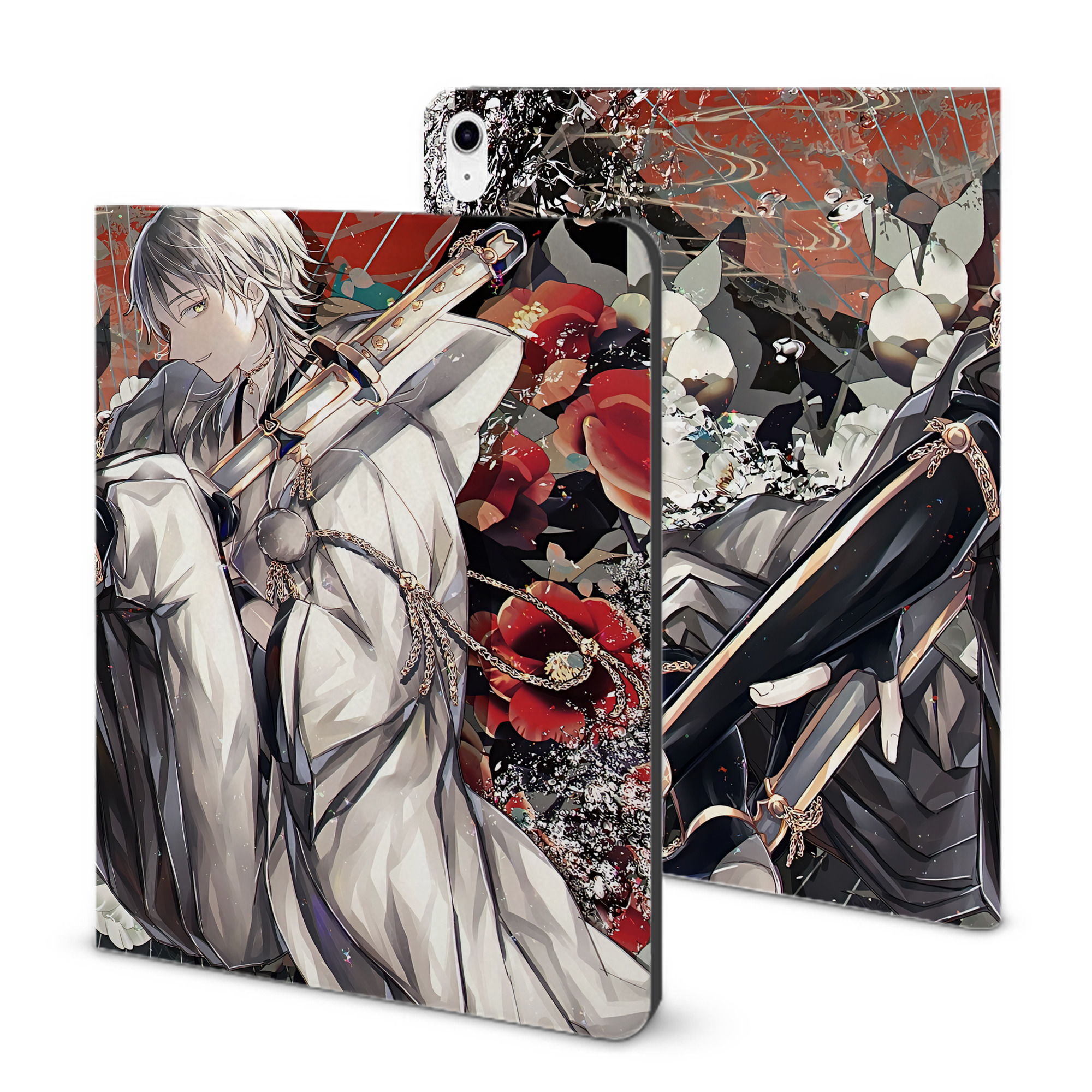 （画像用） 刀剣乱舞 Touken Ranbu IPad ケース ブック型 PUレザー TPU 耐衝撃 軽量 薄型 ペン収納なし 全面保護 IPad 各モデル対応